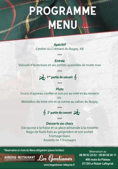 Menu_Restaurant Auberge LES GENTIANES_Poizat-Lalleyriat_immagine_2