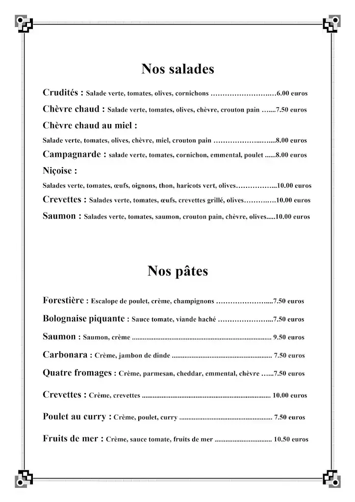 Menu_Restaurant Le Feeling_Audincourt_image_1
