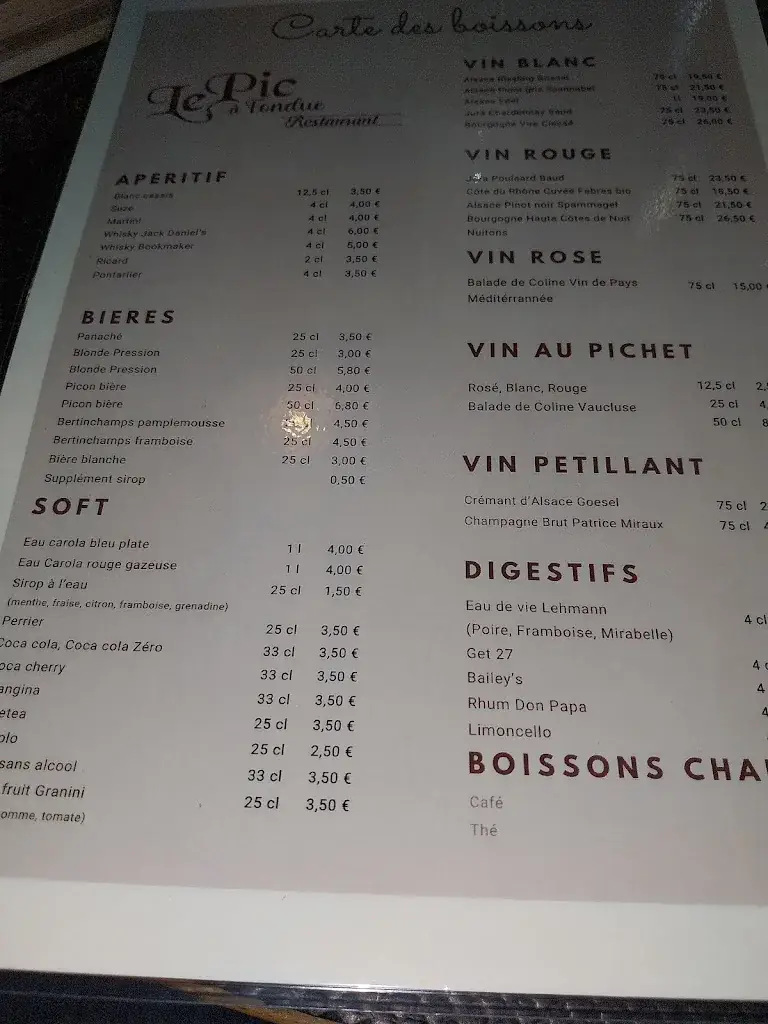 Menu_Le Pic à Fondue_Seloncourt_image_1