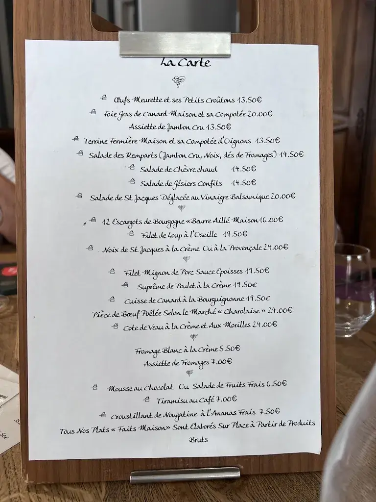 Menu_Restaurant des Remparts_Autun_immagine_2