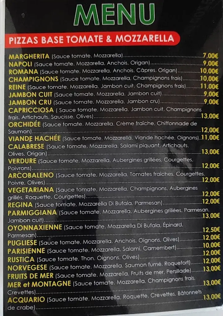 Menu_Arcobaleno pizza italiana_Oyonnax_image_2