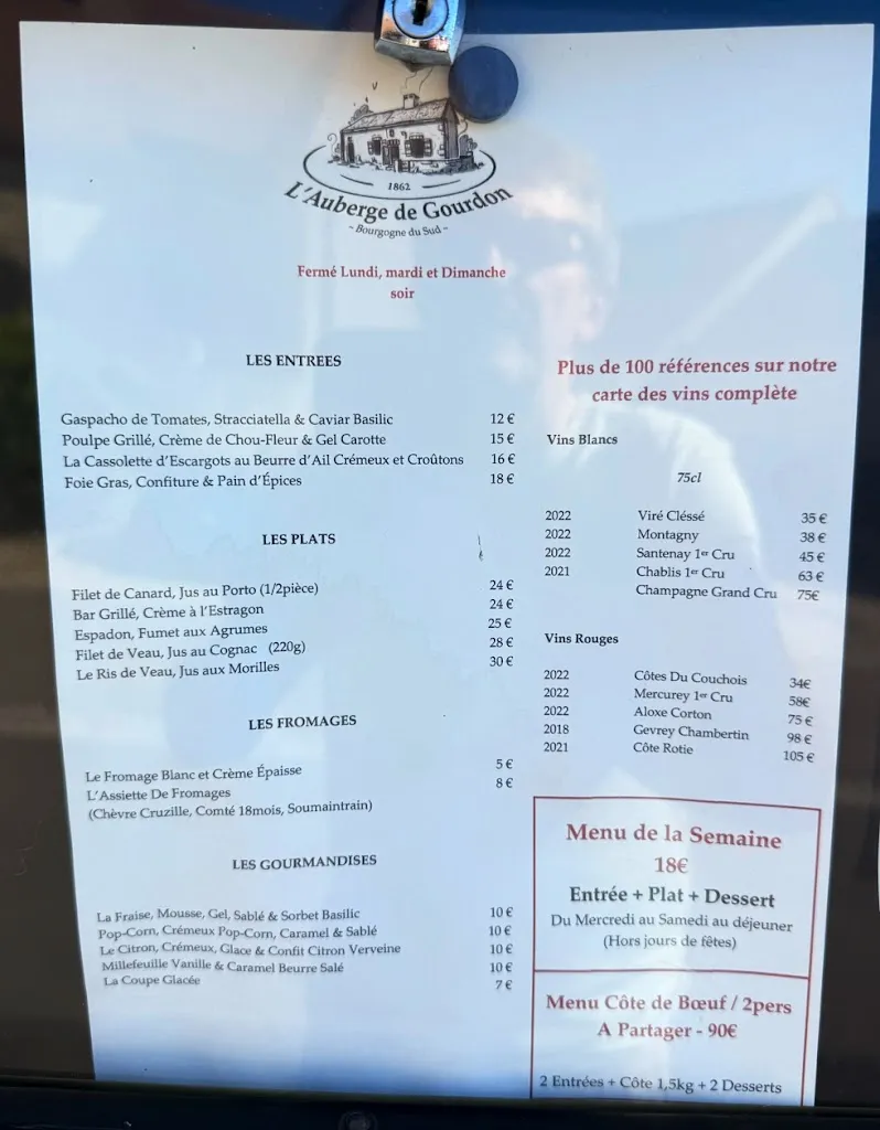 Menu_Auberge de Gourdon - Saone et Loire _Gourdon_image_3