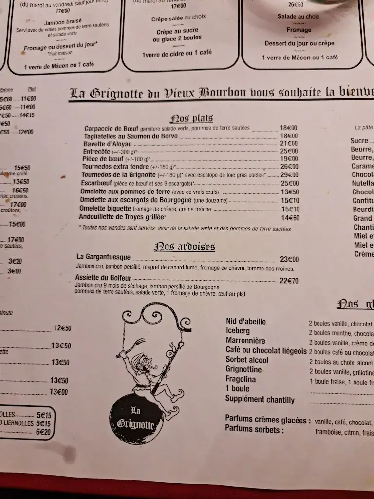 Menu_restaurant La Grignotte du Vieux-Bourbon_Bourbon-Lancy_image_4
