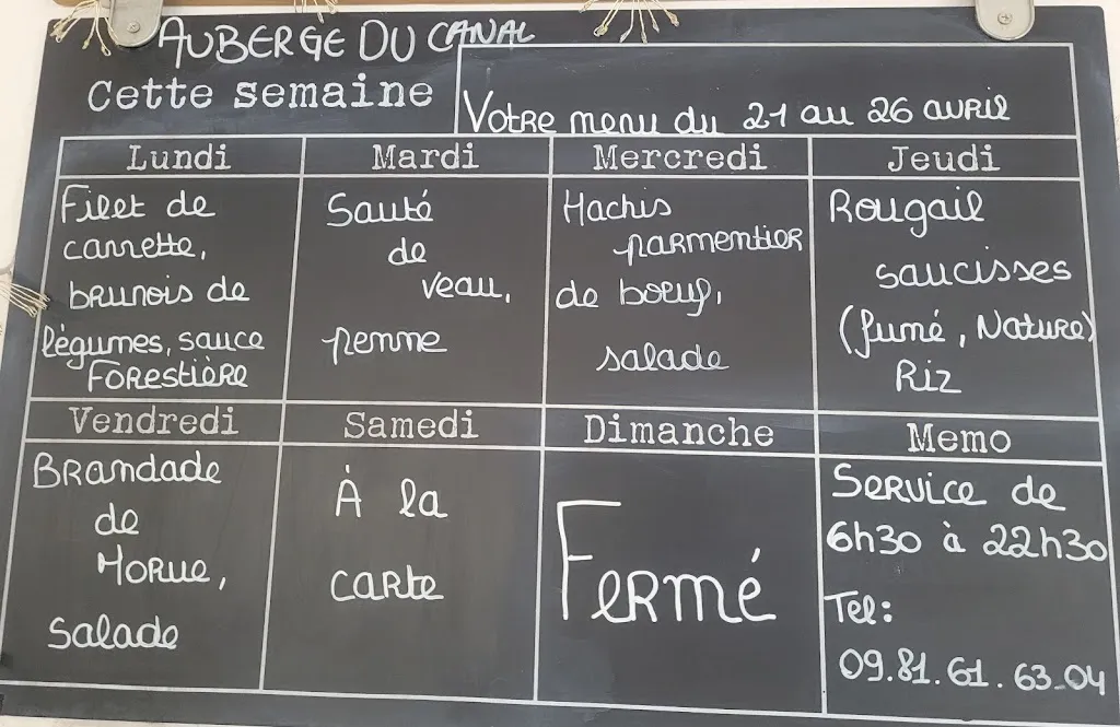 Menu_L'Auberge du canal_Brienon-sur-Armançon_image_1