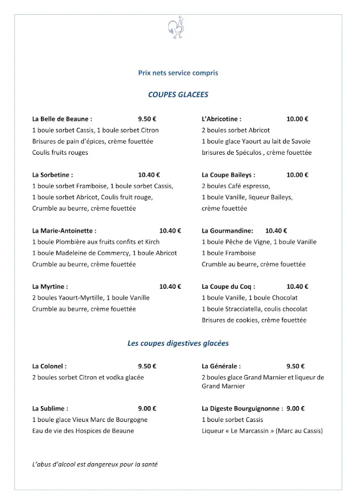 Menu_Restaurant Au Coq Bleu - Beaune_Beaune_image_2