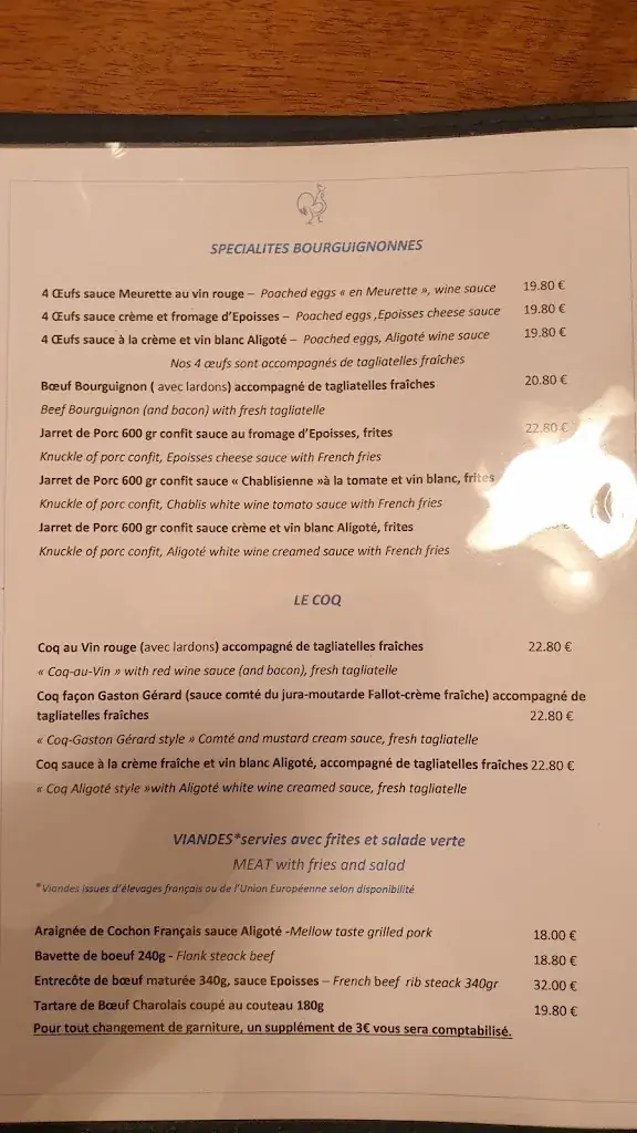 Menu_Restaurant Au Coq Bleu - Beaune_Beaune_image_4
