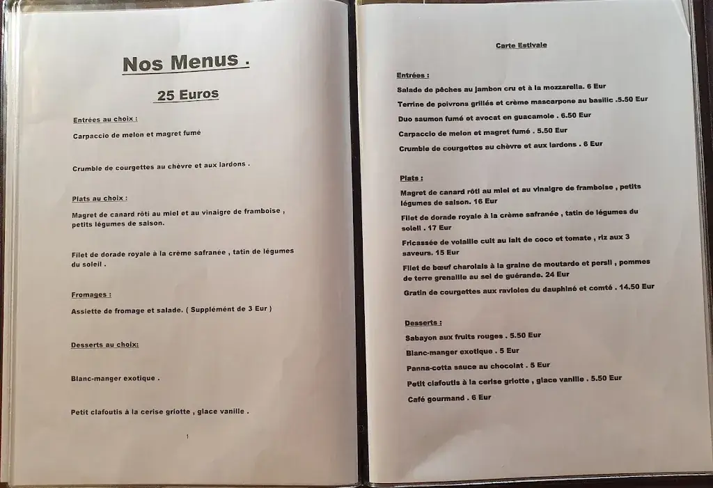 Menu_Auberge de la Vieille Maison_Beaulon_immagine_2