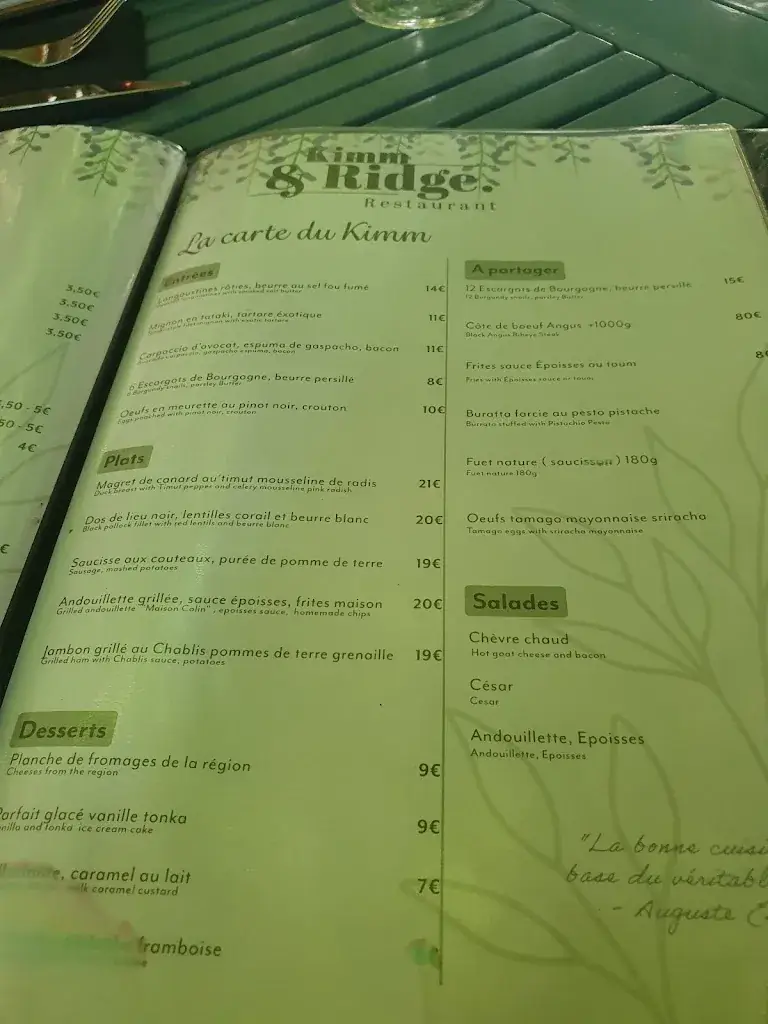 Menu_Kimm & Ridge. | Restaurant_Chablis_image_3
