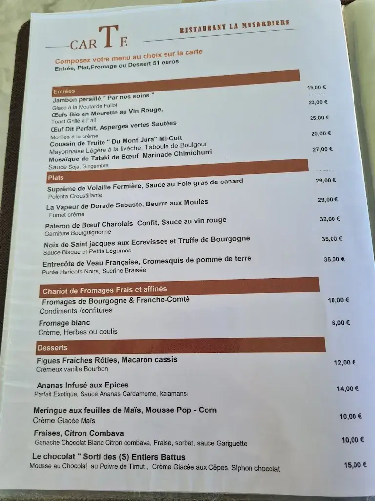 Menu_Auberge de la Musardière_Chagny_imagen_1