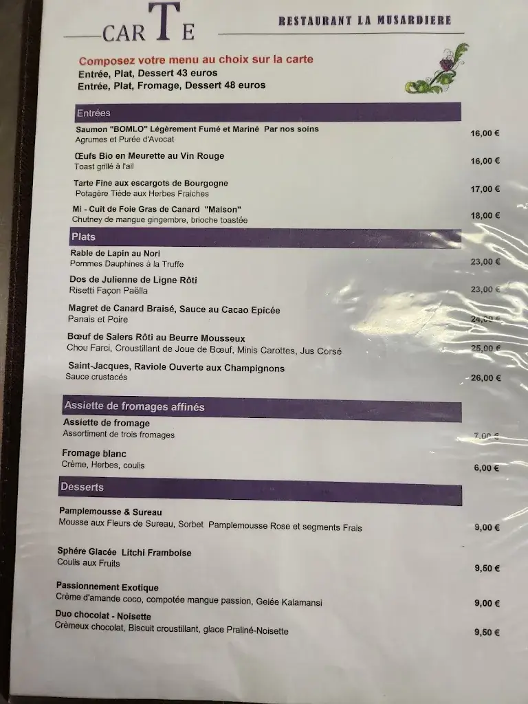 Menu_Auberge de la Musardière_Chagny_imagen_4