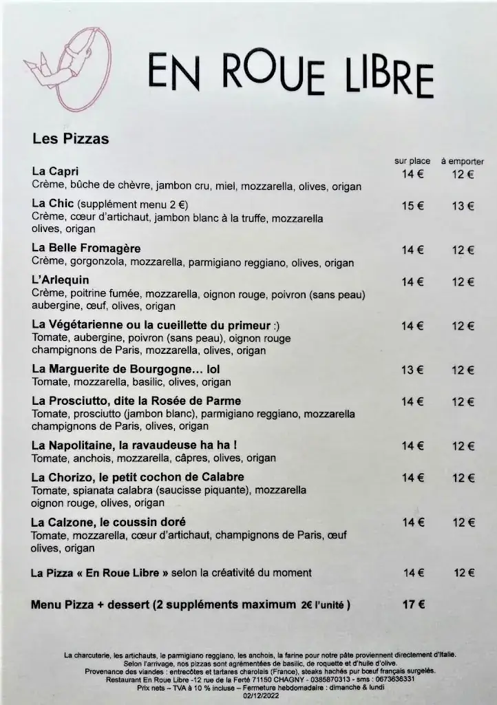 Menu_Pizzeria En Roue Libre_Chagny_immagine_1
