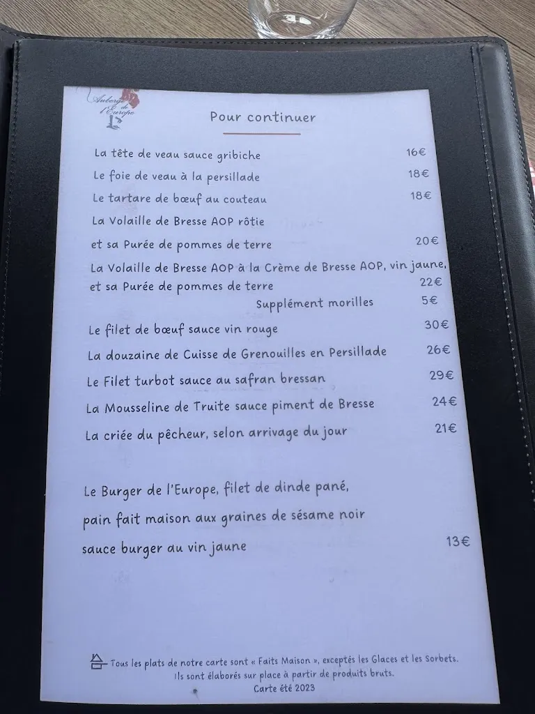 Menu_Auberge de l'Europe_Louhans_image_2