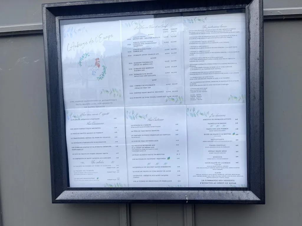 Menu_Auberge de l'Europe_Louhans_image_3