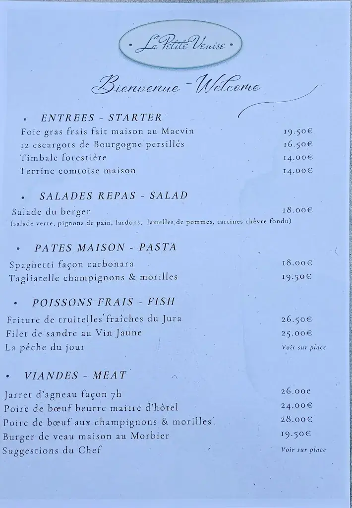 Menu_La Petite Venise_Dole_image_1