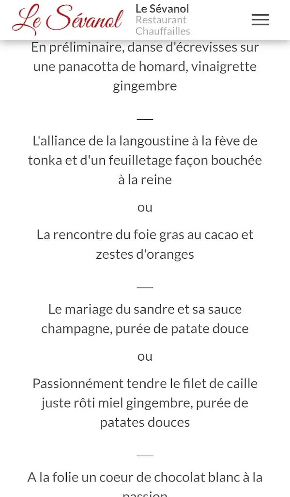 Menü_Restaurant bar le sevanol_Chauffailles_Bild_4