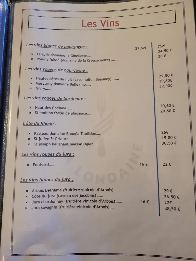 Menu_Brasserie de la Londaine_Champagnole_image_1