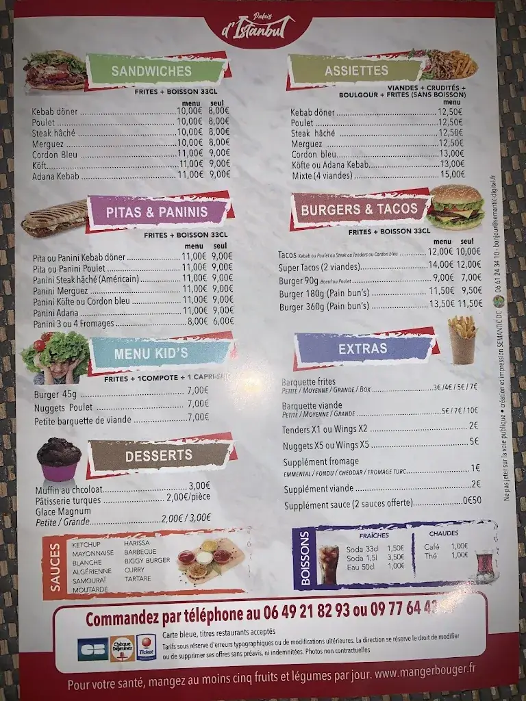 Menu_PALAIS D'ISTANBUL _Châtillon-sur-Seine_image_2