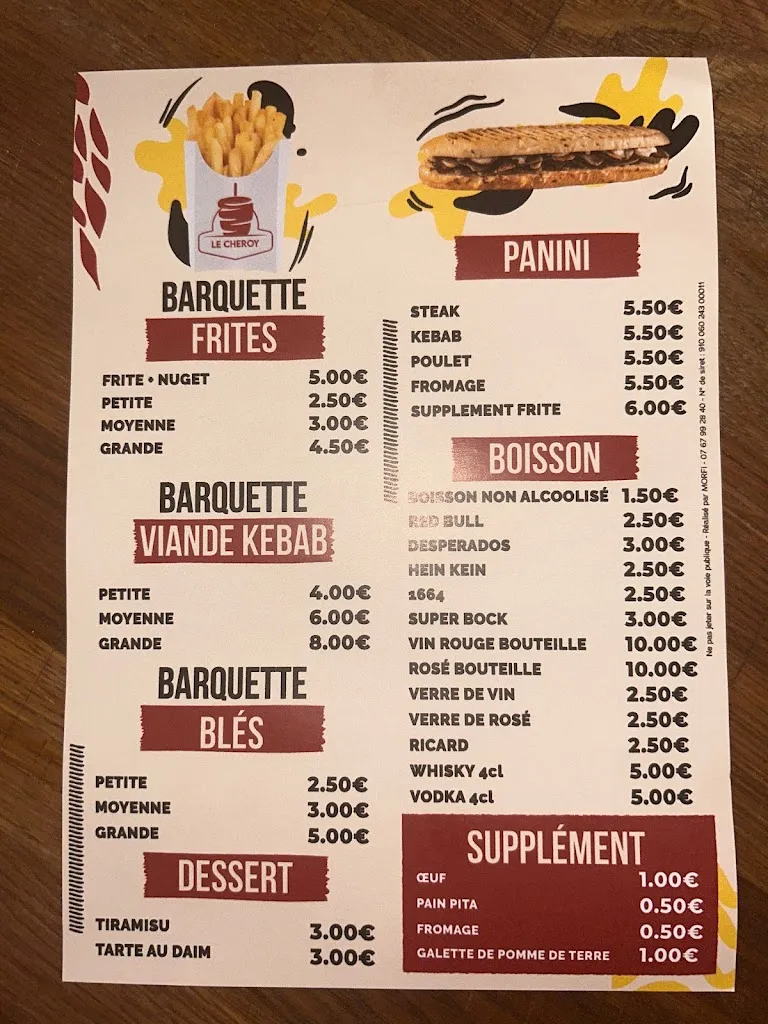 Menu_Restaurant Le Chéroy_Chéroy_image_1