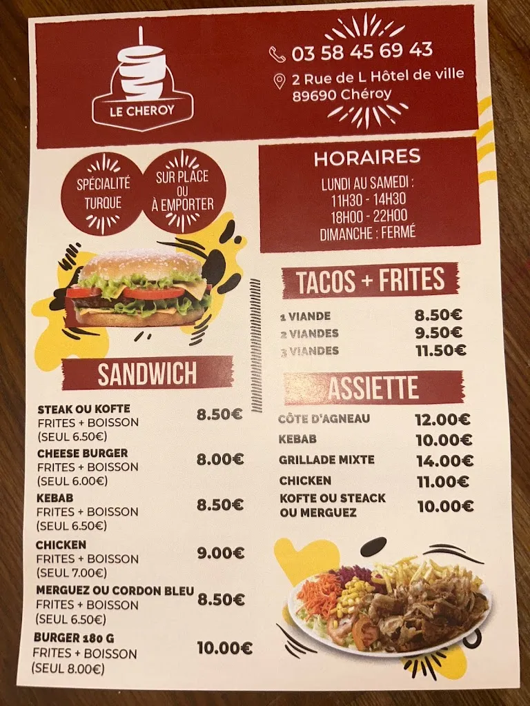 Menu_Restaurant Le Chéroy_Chéroy_image_2