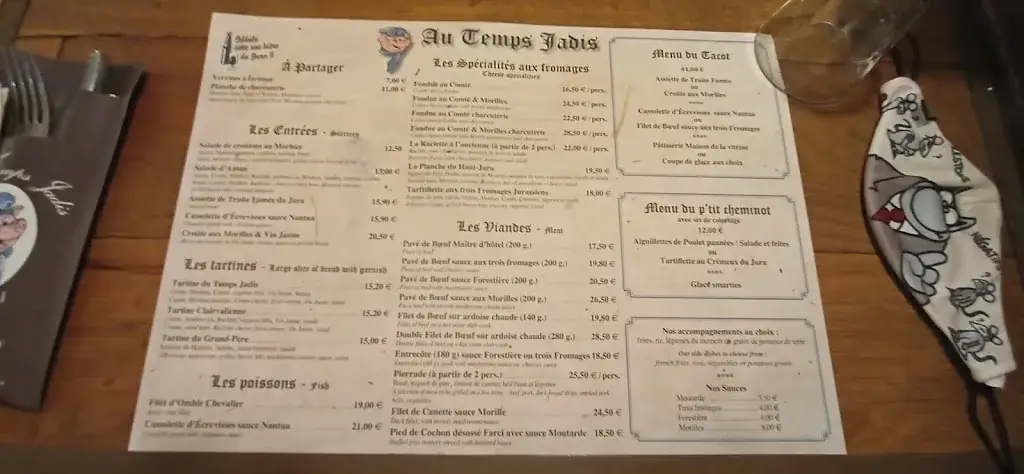 Menu_Au Temps Jadis_Clairvaux-les-Lacs_immagine_2