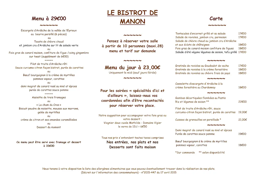 Menu_Le Bistrot de Manon_Aubenas_image_1