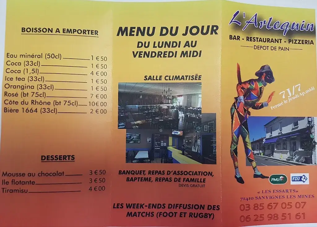 Menu_Restaurant Tabac, Bar L'Arlequin_Sanvignes-les-Mines_immagine_1