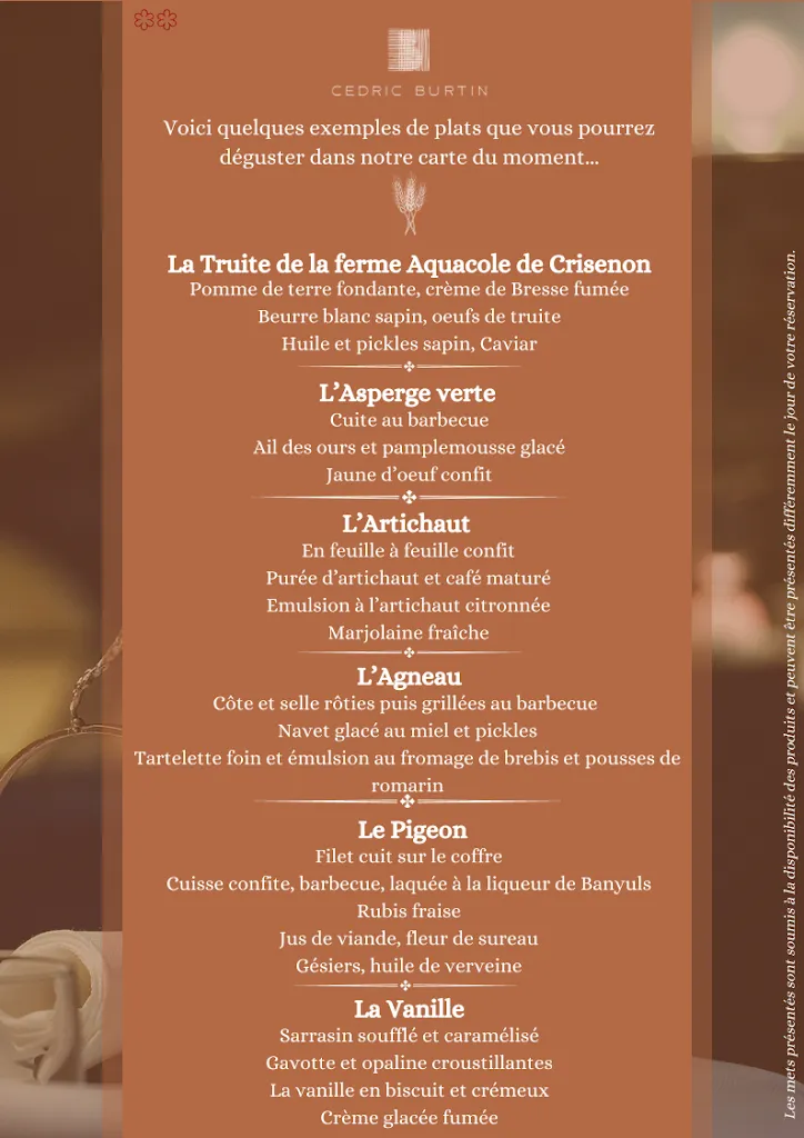 Menu_Restaurant Cédric Burtin (L'Amaryllis)_Saint-Rémy_image_1