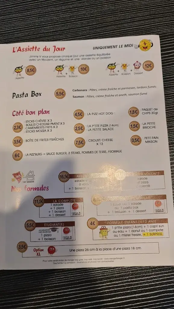 Menu_Jimmy V pizzas et salades à volonté_Chalon-sur-Saône_image_3