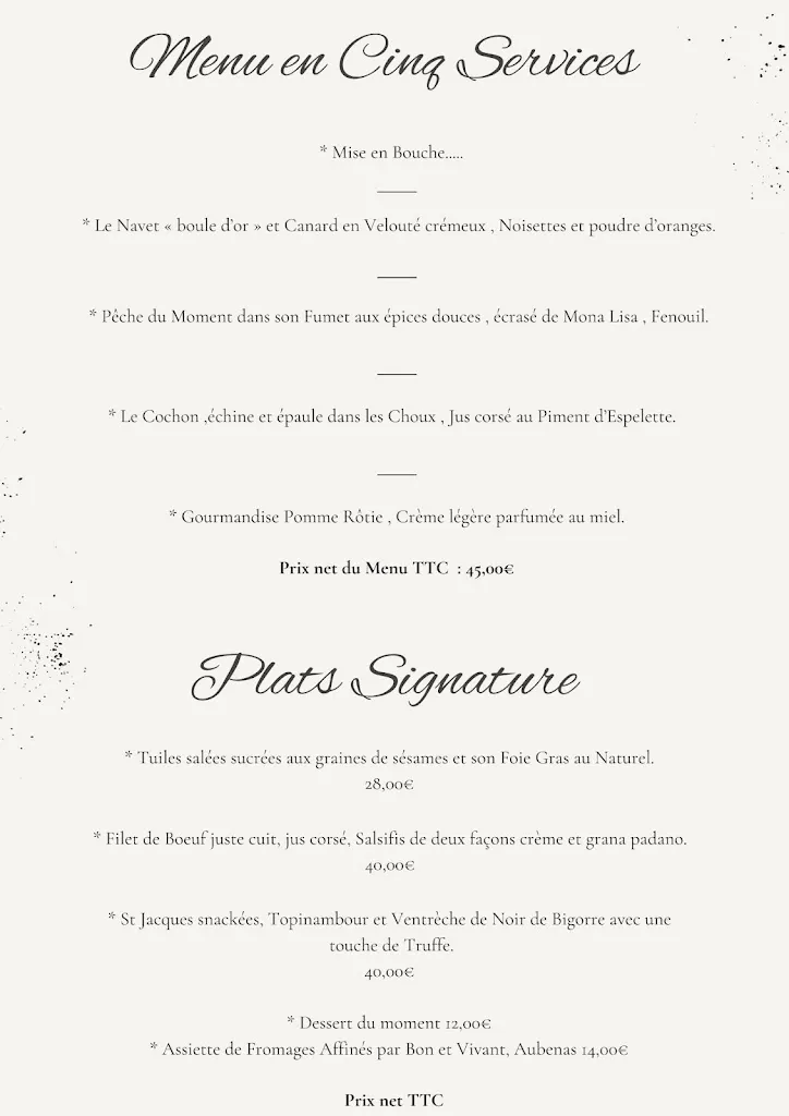 Menü_LA VILLA TARTARY_Aubenas_Bild_1