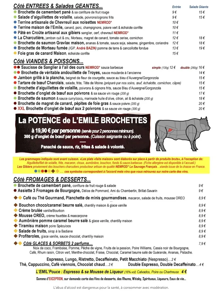 Menu_L'Émile Brochettes Chalon Sur Saone_Chalon-sur-Saône_image_1