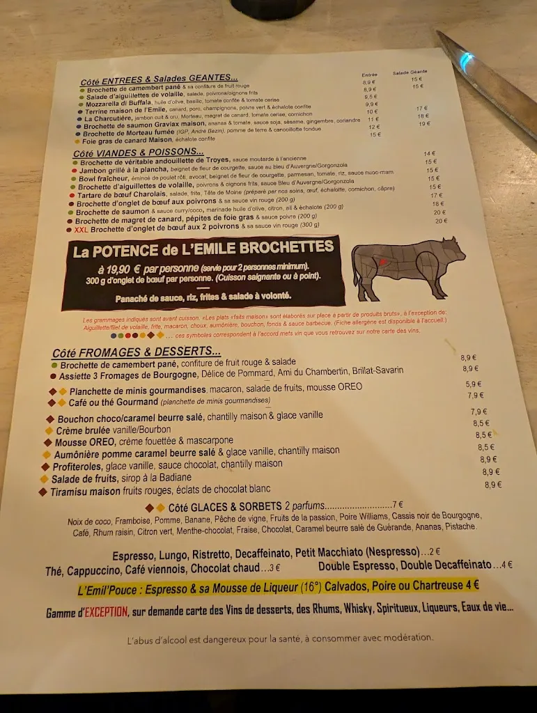 Menu_L'Émile Brochettes Chalon Sur Saone_Chalon-sur-Saône_image_3