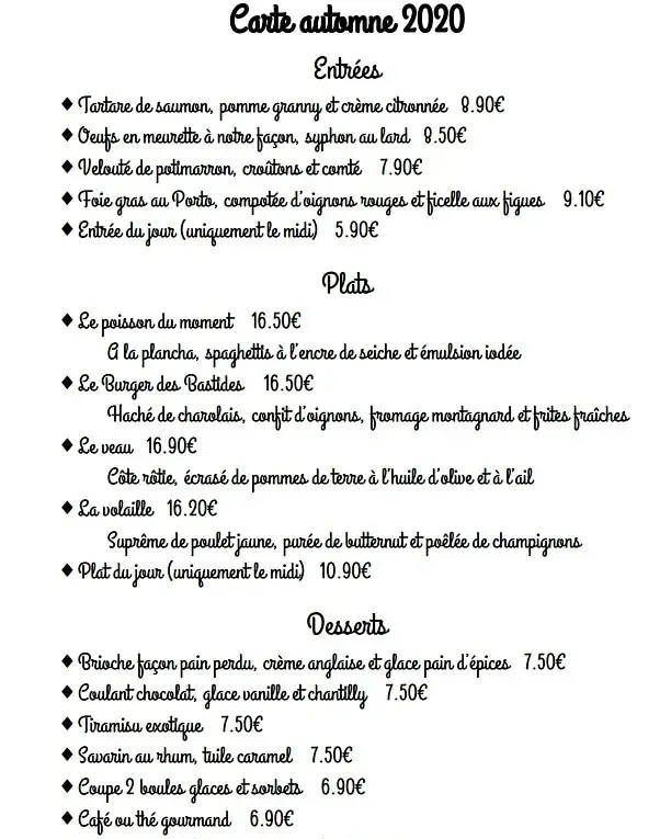 Menü_Restaurant Les Bastides_Chevigny-Saint-Sauveur_Bild_1