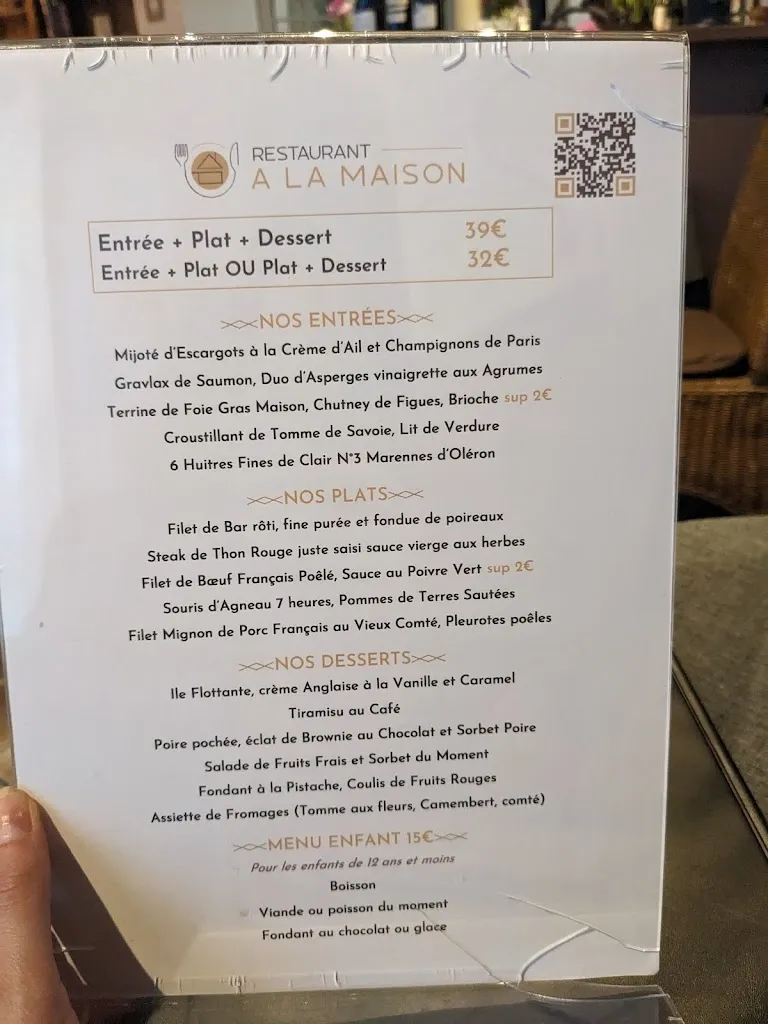 Menu_Restaurant a la Maison._Champigny-sur-Marne_image_1