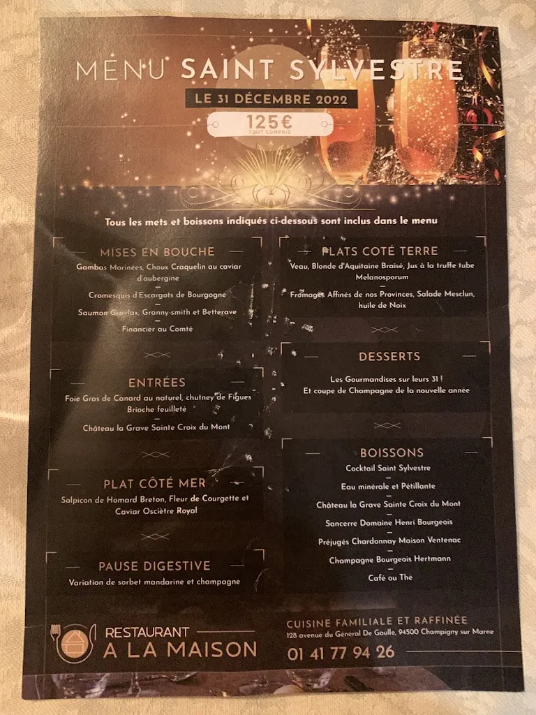 Menu_Restaurant a la Maison._Champigny-sur-Marne_image_2