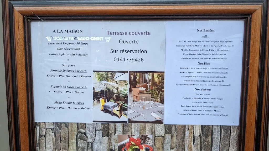 Menu_Restaurant a la Maison._Champigny-sur-Marne_image_4