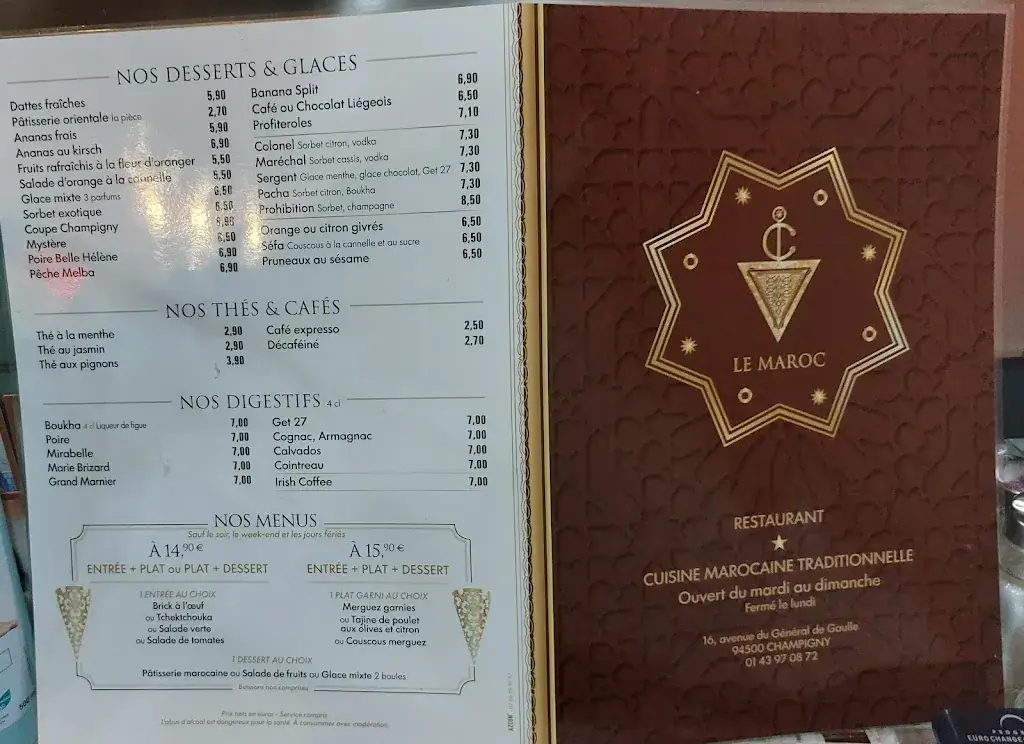 Menu_Restaurant Le Maroc_Champigny-sur-Marne_image_4