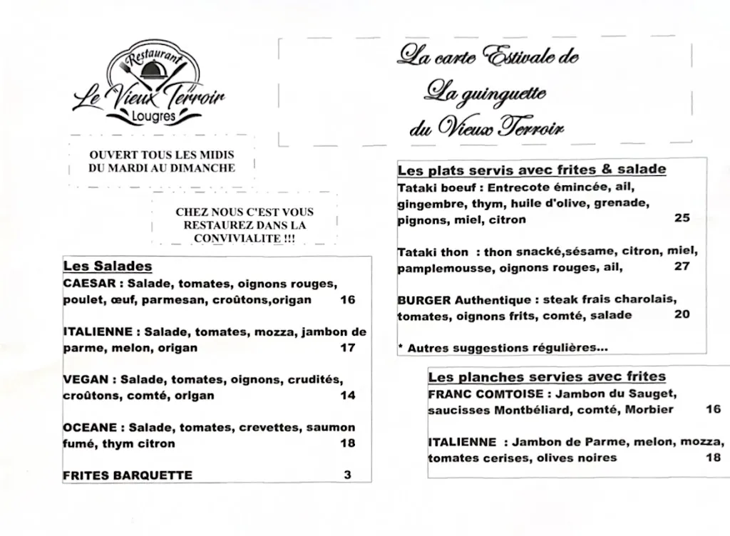 Menu_Restaurant Le Vieux Terroir_Lougres_image_1