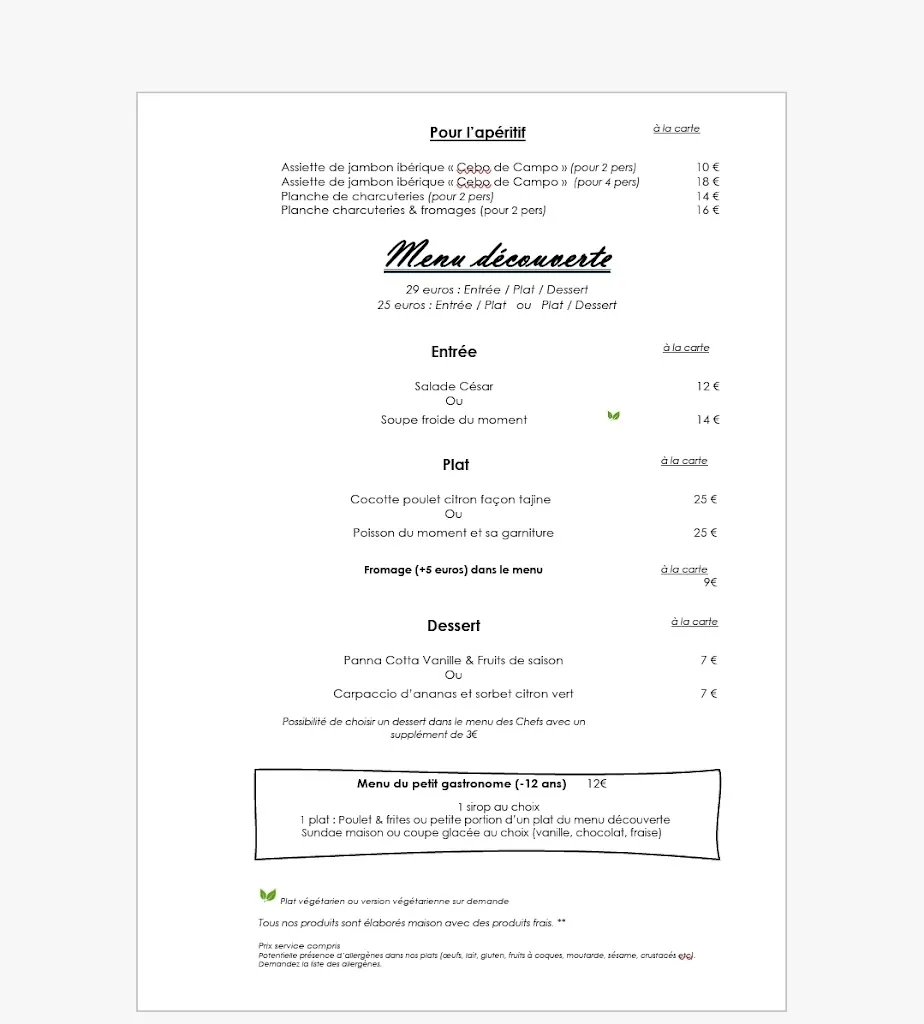 Menu_Domaine de la Roche - Le Restaurant_Clénay_image_1