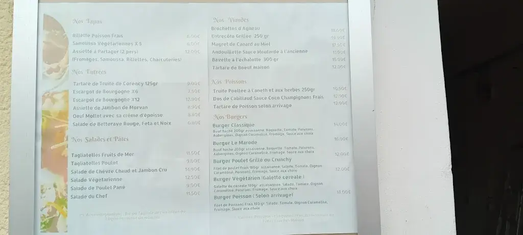 Menu_Restaurant - Bar Le Marode_Corbigny_image_1