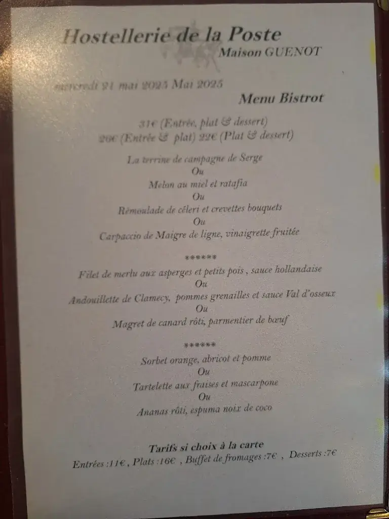 Menu_Restaurant @ Hostellerie de la Poste_Clamecy_image_1