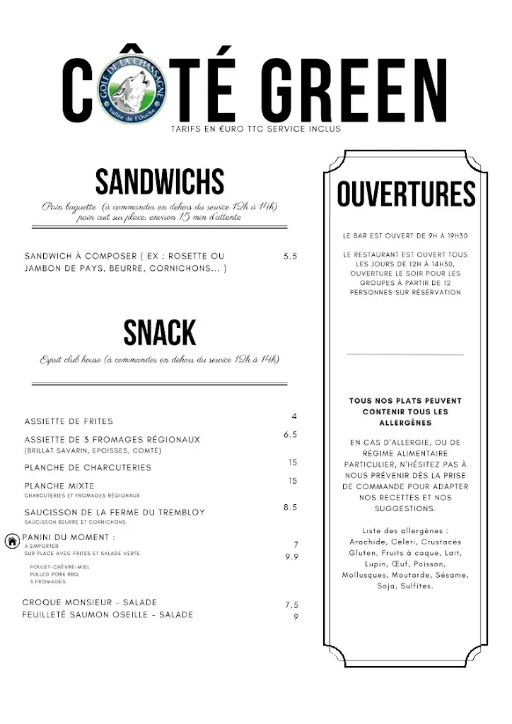 Menü_Côté Green Restaurant | Dijon - Mâlain Vallée De L' Ouche_Sainte-Marie-sur-Ouche_Bild_2