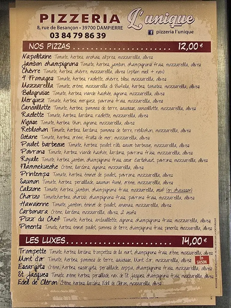 Menu_Pizzeria L'Unique_Dampierre_image_1