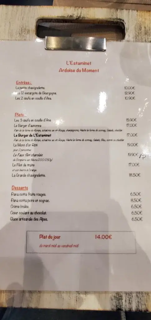 Menu_L'Estaminet Nevers_Nevers_image_2