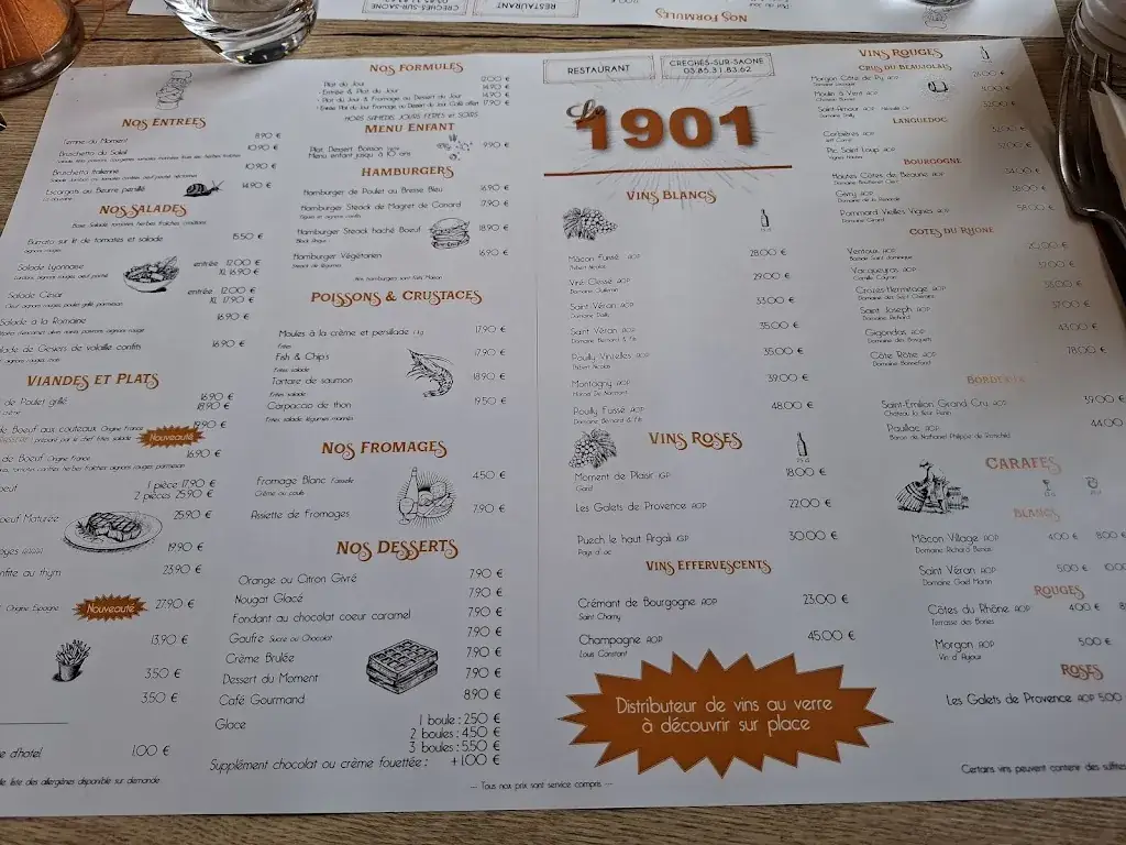 Menu_Restaurant Le 1901_Crêches-sur-Saône_immagine_2