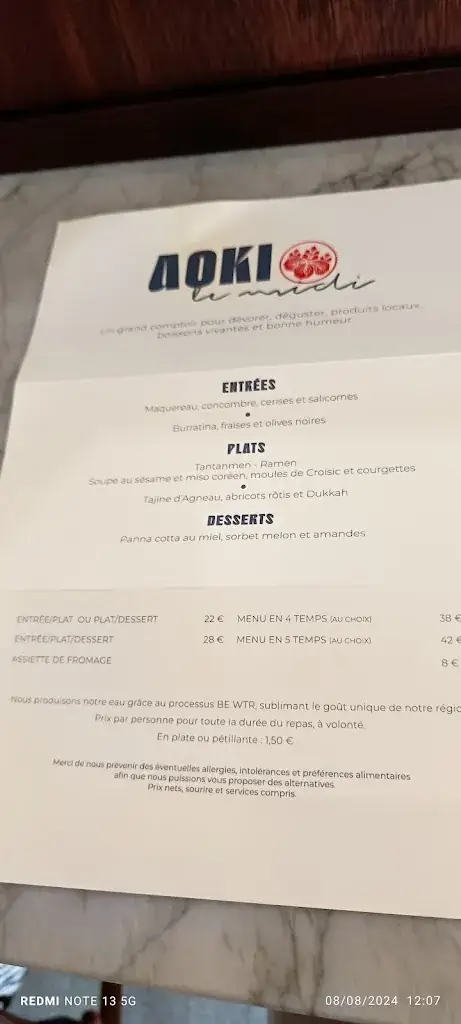 Menü_Aoki Le Comptoir_Cluny_Bild_2