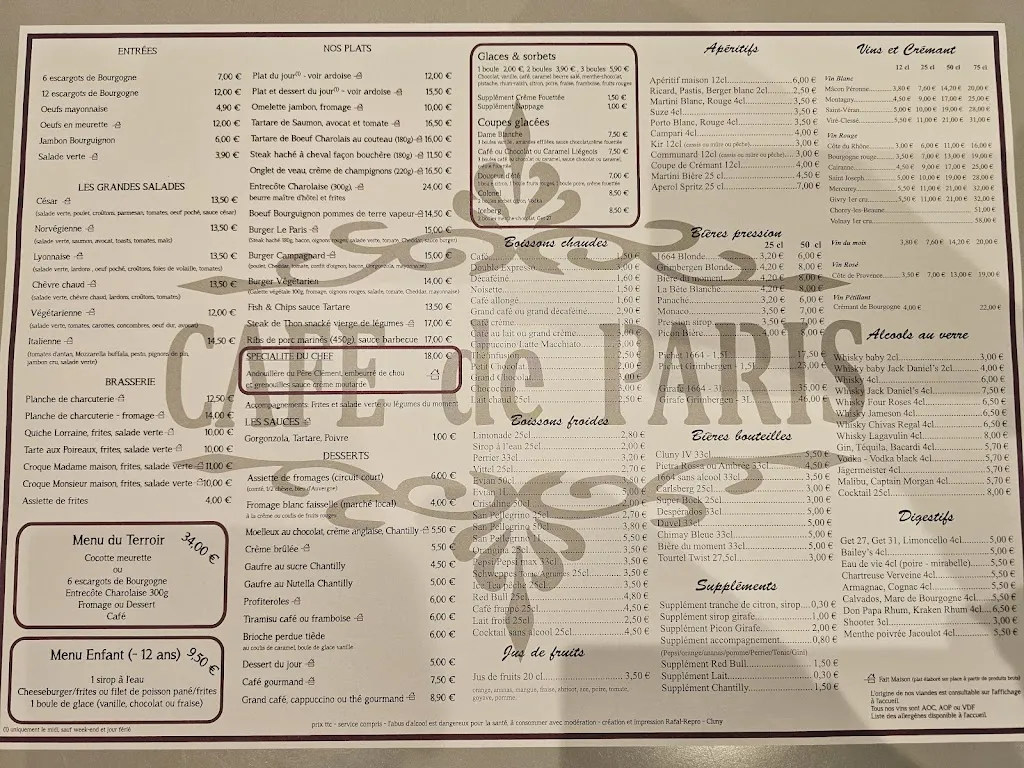 Menu_BRASSERIE CAFE DE PARIS_Cluny_image_2