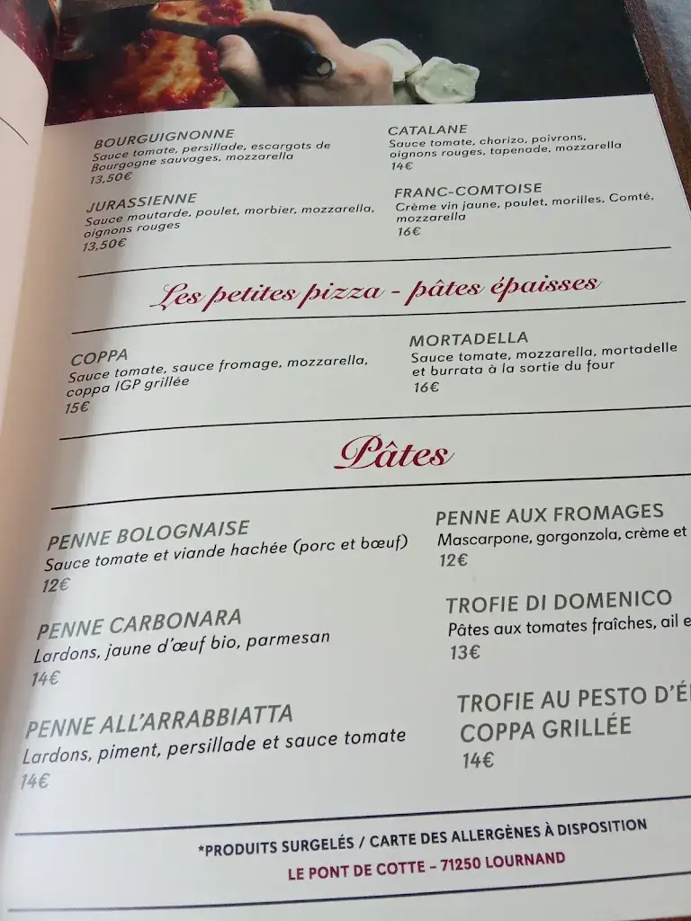 Menu_Restaurant Le Pont de Cotte - Cuisine française traditionnelle & Pizzeria_Lournand_image_2