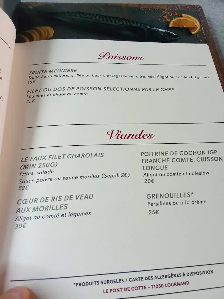 Menu_Restaurant Le Pont de Cotte - Cuisine française traditionnelle & Pizzeria_Lournand_image_4