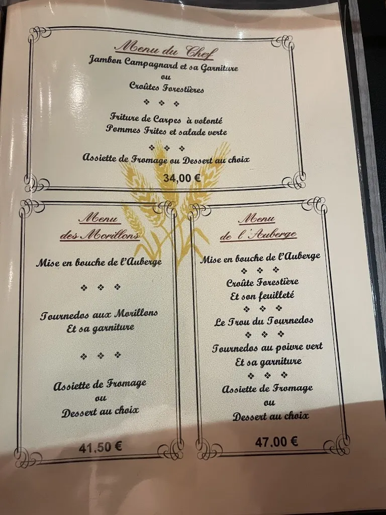 Menu_Auberge Du Tournedos_Fêche-l'Église_image_4