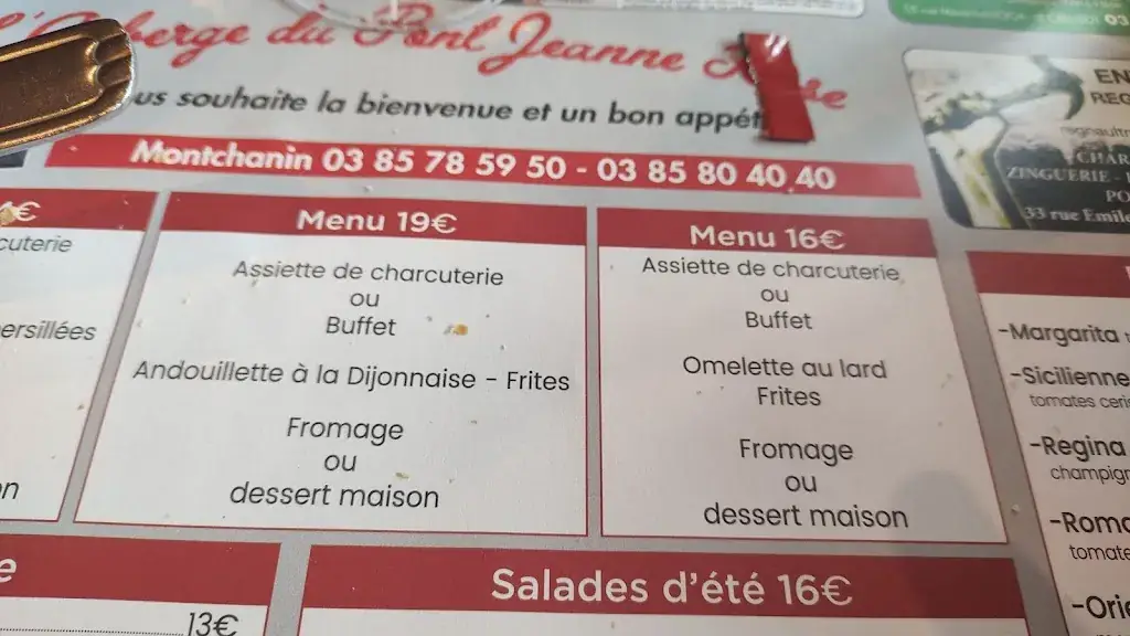 Menu_Auberge du Pont Jeanne Rose - La fiesta_Montchanin_immagine_2
